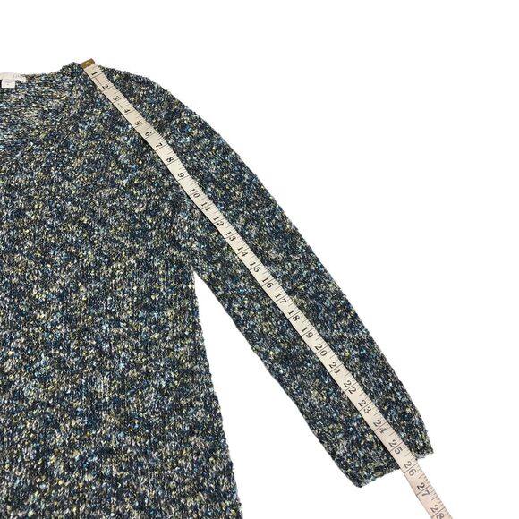 J Jill Sweater Womens Medium Blue Green V Neck Boucle Knit Pullover Sweatshirt - Picture 13 of 15